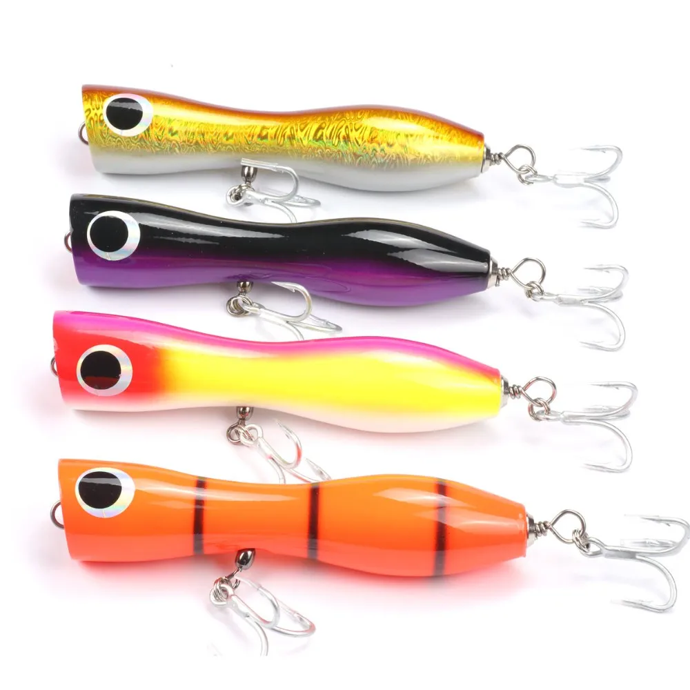 4 PCS Popper Fishing Lure Saltwater GT Big Topwater Boat Lure Handcraf