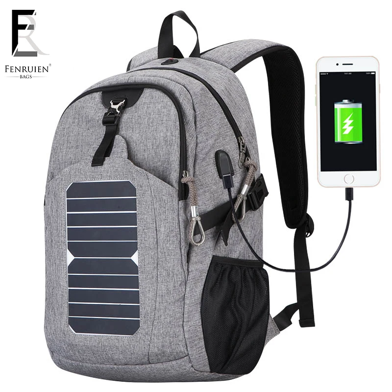 FENRUIEN Casual Solar Powered Rucksack für Männer 25L Mode USB Ladegerät Knapsack Anti diebstahl Multifunktions Laptop Rucksack Frauen Preise