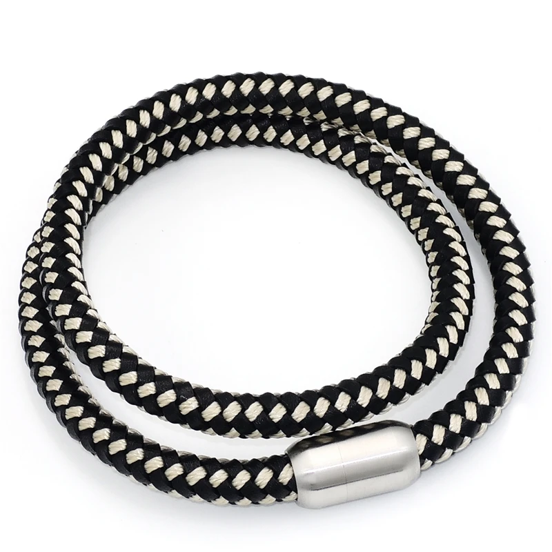 Ожерелье из натуральной кожи и нейлона 8 мм|chain jewelry|cord menlock necklace |