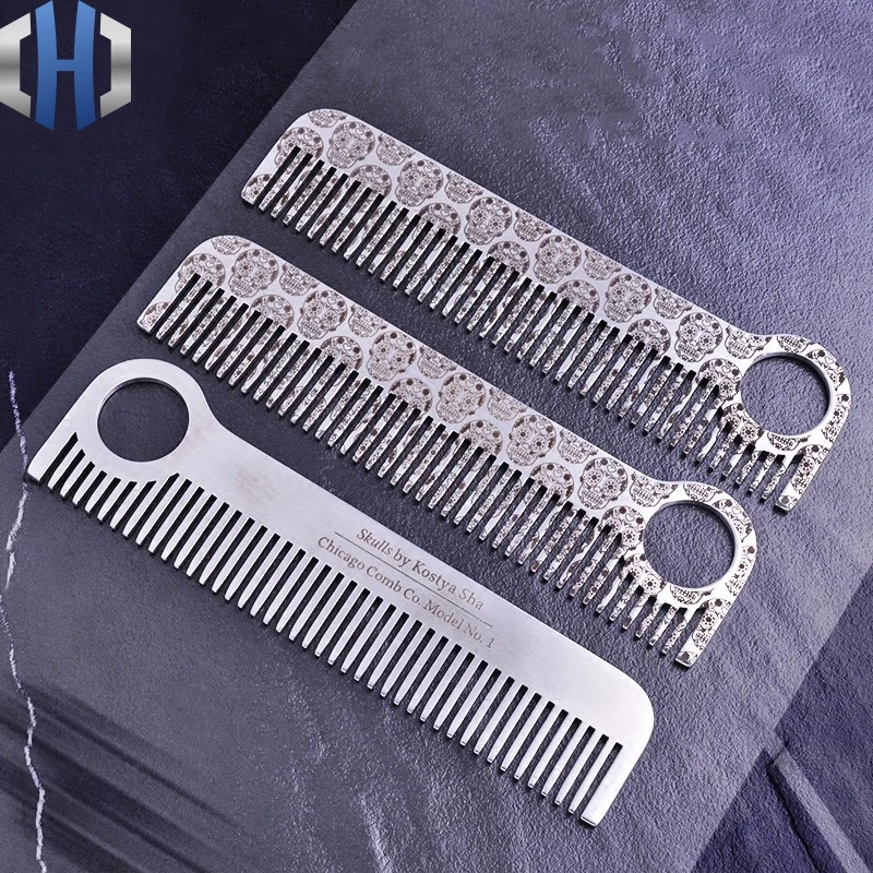 

Comb Tactical Straight Comb Black Enamel Metal Single Hole Handle EDC Comb