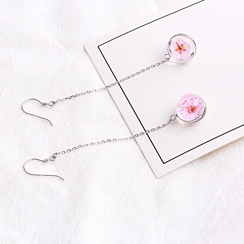 cherry blossom pink earrings 100% 925 Sterling silver Jewelry fashion Hypoallergenic Stud earrings for women girl gift