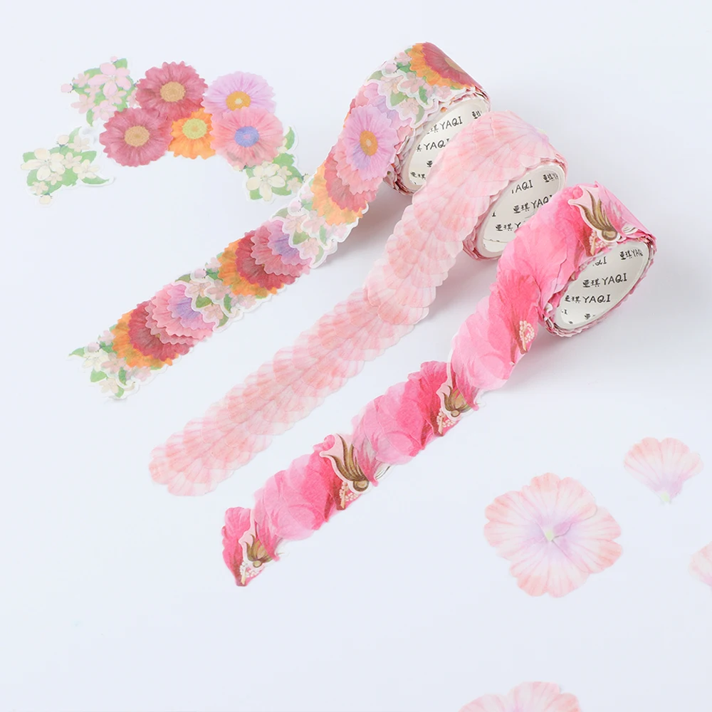 

200PCS/Roll Flower Petals Masking Tape Decorative Masking Tape Fragrance Sakura Paper Scrapbooking Diary Decor Stickers