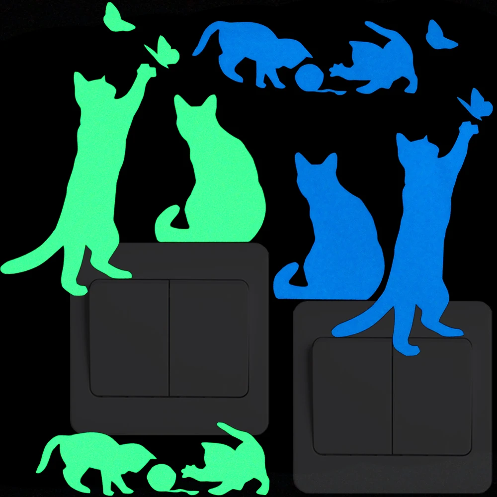 

Playing Cat Luminous Switch Decoration Sticker Home Decor Glow in the Dark Animal Wall Sticker for Kid Room Boy Girl Bedroom DIY