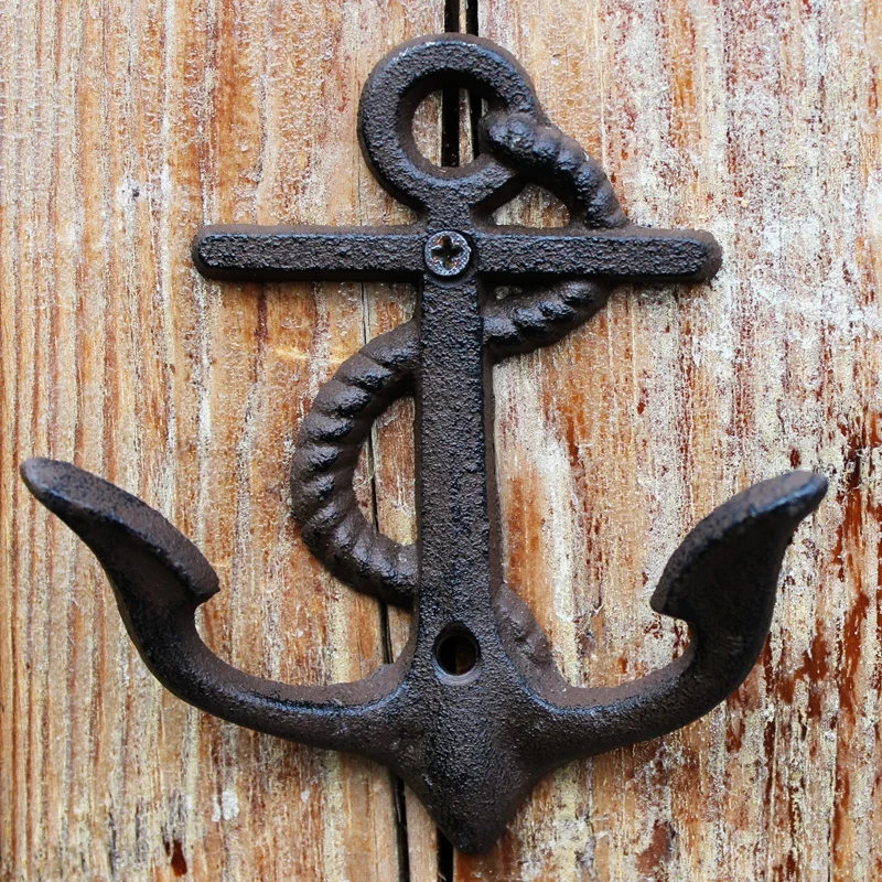 Us 15 3 10 Off Rustic Cast Iron Anchor Hook Wall Hanger Decor Nautical Towel Coat Hat Holder Ocean Beach Cottage House Door Vintage Brown Retro In