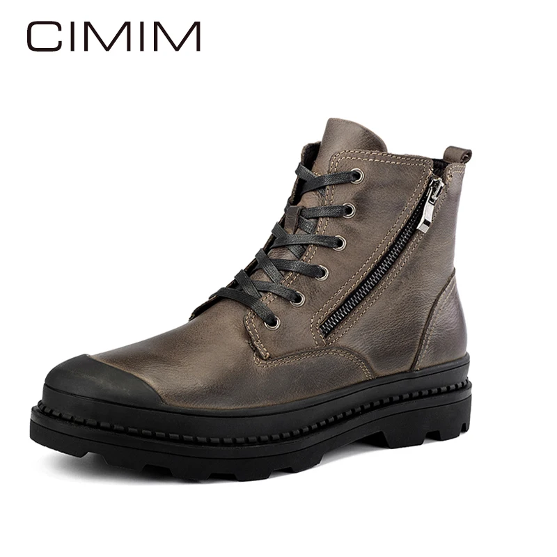 Tornozelo Inverno Zíper De Casuais Fur Fur Plus Homens Neve With Fur Botas Quente Size No Peludo brown Marca Brown Genuíno Chelsea black Couro Cimim 8PqwOO