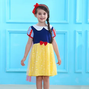 

Kids Snow White Dress Outfit Birthday Princess Cosplay Costumes Patchwork Dress with Red Colak Summer Spring Clothing B33226CH