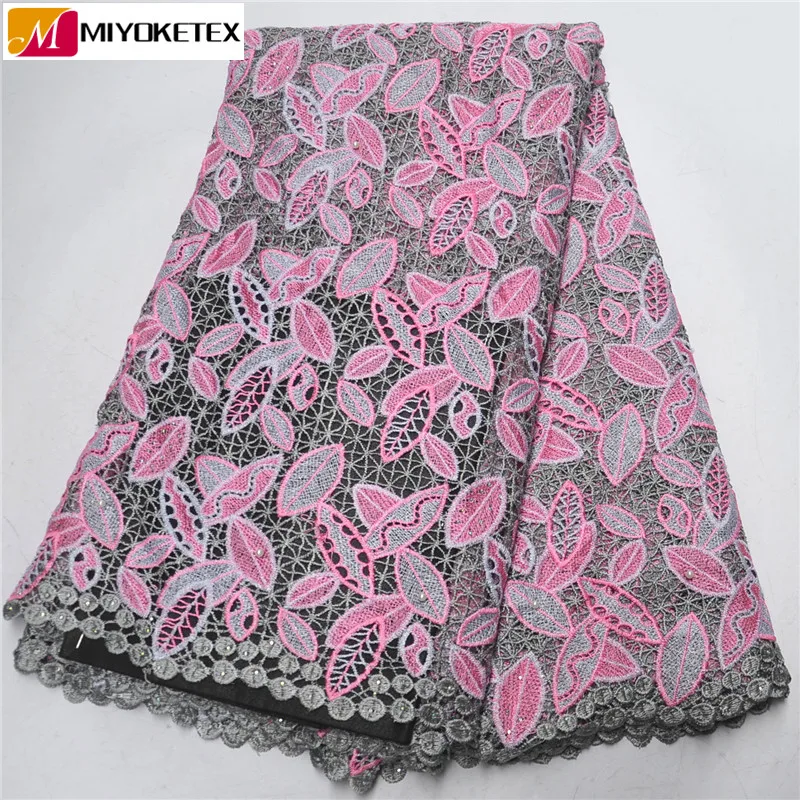 

2019 High Quality Nigerian Tulle Lace Fabrics Beaded Mesh African Guipure Laces Fabric Bride French Net Lace Fabric PSA600-2