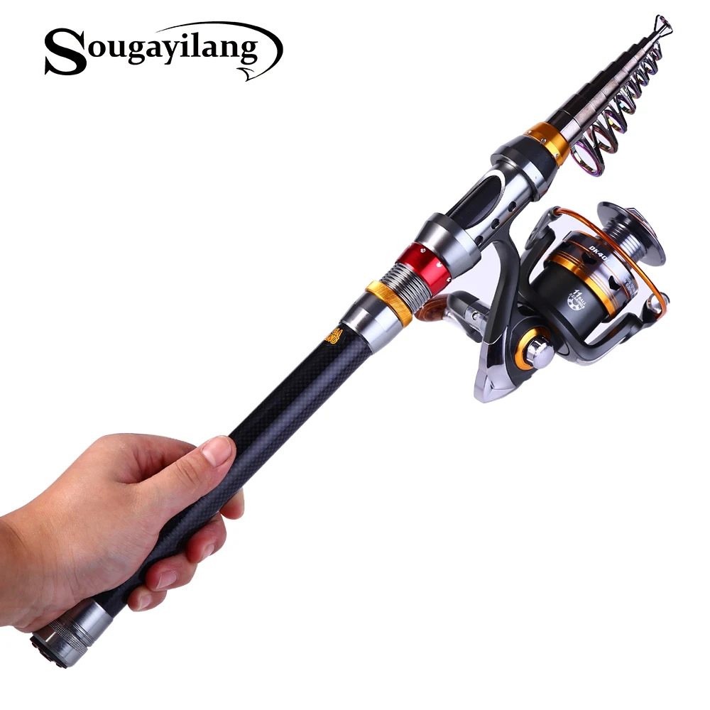 Sougayilang 1.8-3.6m Telescopic Fishing Rod and 11BB Fishing Reel Wheel Portable Travel Fishing Spinning Fishing Rod Combo Pesca