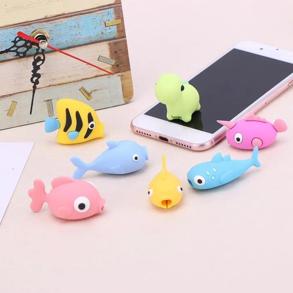 

Cute Animal Cable Protector For Iphone Charger Cable Cord Wire Cartoon Protection Mini Silicone Cover Charging Cable Winder hot