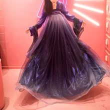 Женский Hanfu китайское платье в традиционном китайском Костюмы и рисунком в виде фиолетовых звезд Hanfu платье Для женщин Hanfu костюмы; Одежда для маленьких девочек платья DQS1423
