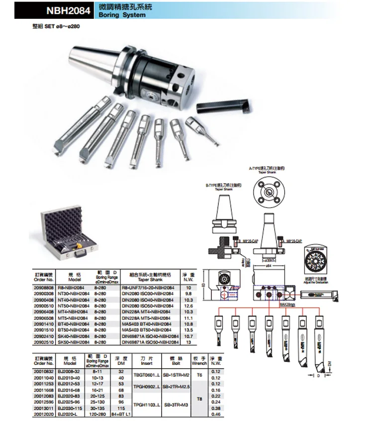 Высокоточный M16 NT40-NBH2084 CNC 0,01 run nout микро инструмент с NT хвостовиком NBH2084 система расточные головки с 8 шт