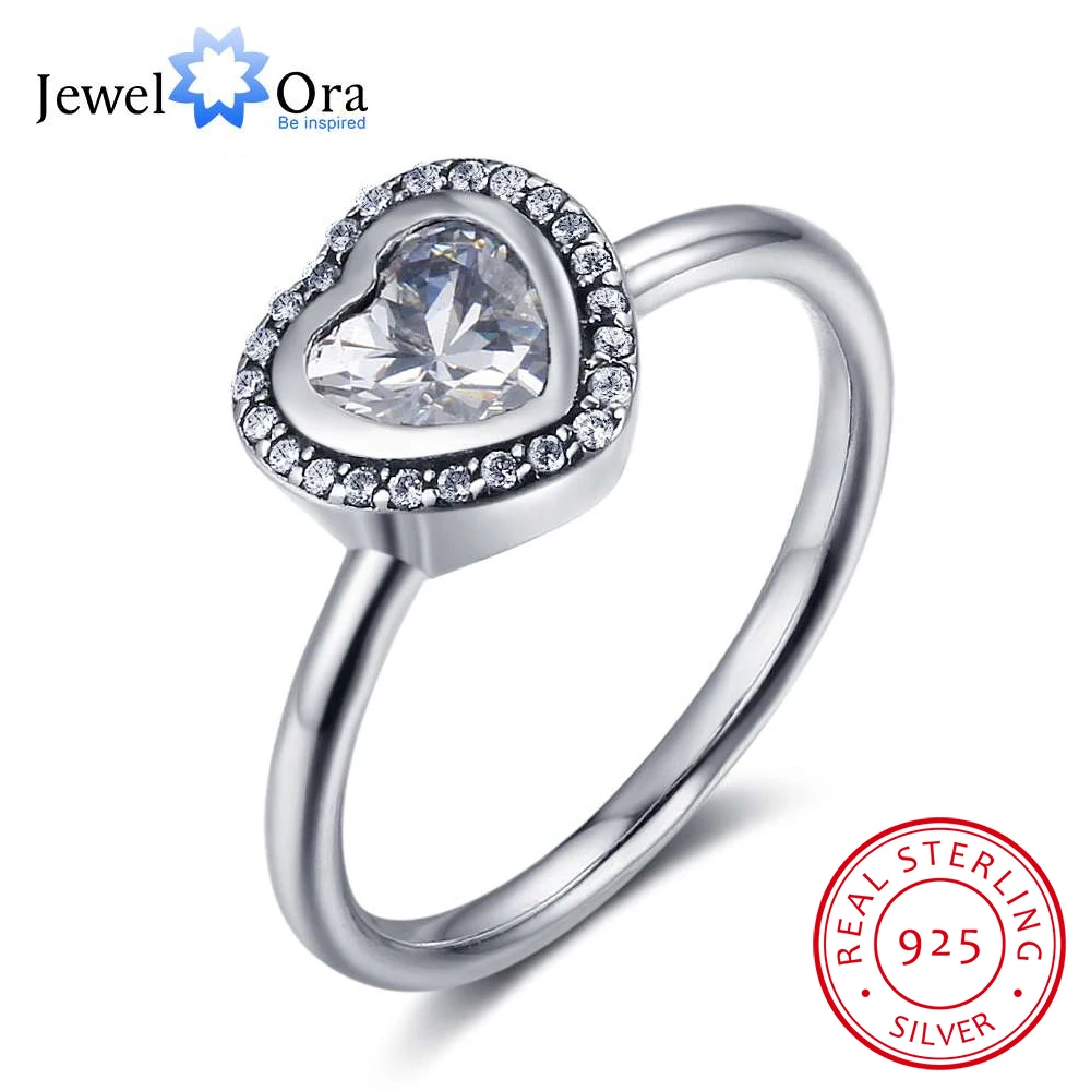

Solid 925 Sterling Silver Female Rings Heart Shape 9mm Wide Rings with Siver Heart Inserted JewelOra RI102787