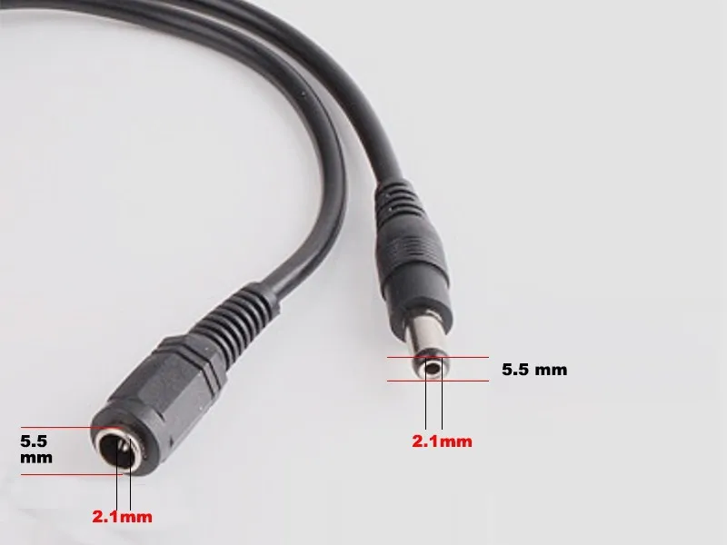  MISECU DC Power Extension Cable Jack Socket To 5.5mmx2.1mm Male Plug For CCTV Security Camera Black - 32387324127