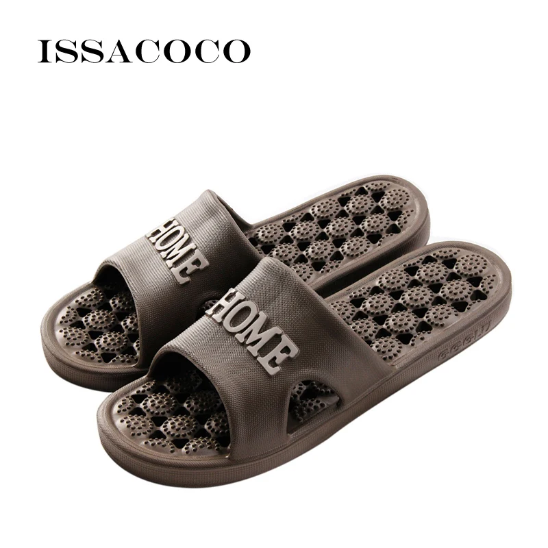 ISSACOCO/мужские домашние однотонные Нескользящие массажные тапочки Тапочки для