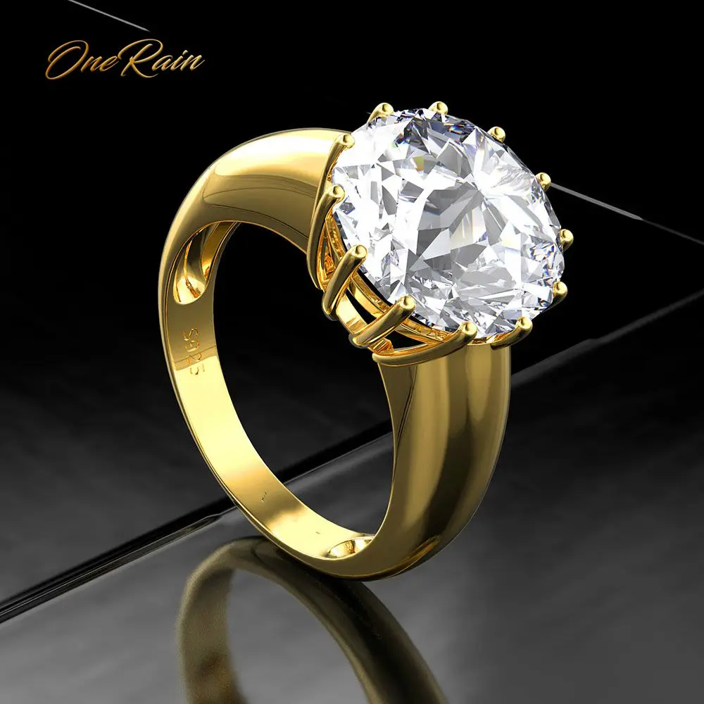 Rainbamabom Настоящее 925 одноцветное Настоящее серебро цитрин драгоценный камень Обручальное желтое Золотое кольцо юбилей ювелирные изделия