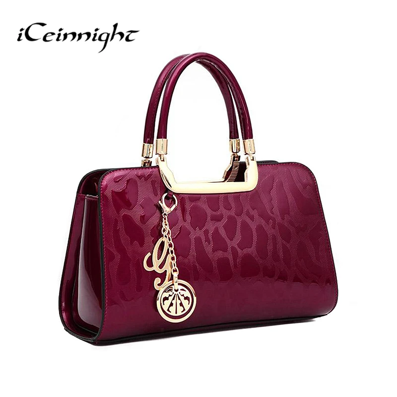  iCeinnight fashion Russia style women handbag crossbody Bags quality patent leather pendant tote messenger bag Clutches gold 