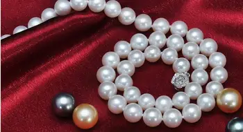 

gorgeous9-10mm south sea round white pearl necklace 18inch 925s kkk