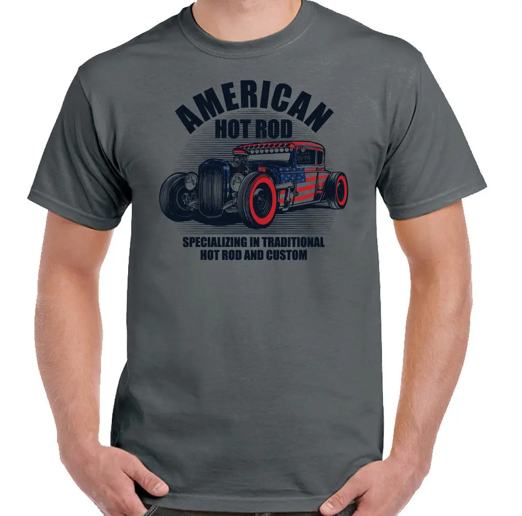 American Hot Rod Mens T Shirt Classic USA Gas Custom Car Enthusiast