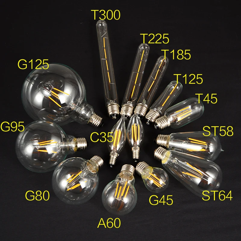 

Edison Bulb Vintage Lampada Retro Incandescent Ampoule 40W 220V A60 C35 G45 ST64 G80 G95 E27 LED Filament Bulb for Pendant Light