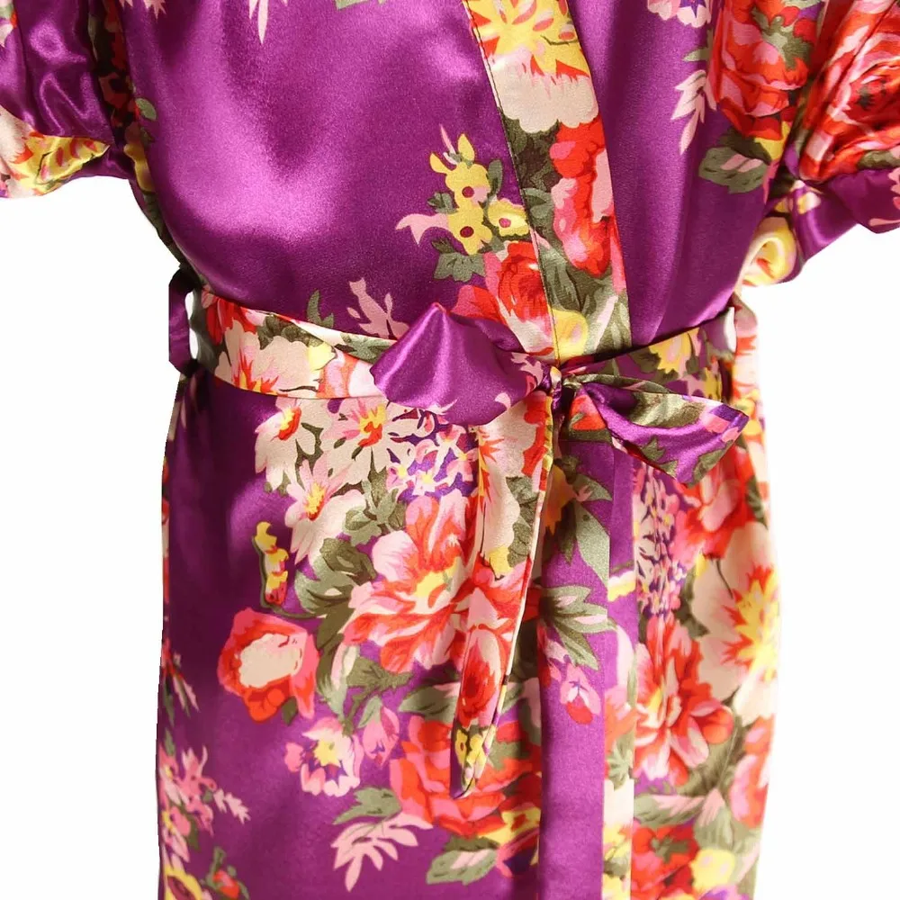 Детское атласное кимоно из вискозы, халат с цветочным принтом, банный халат, Детская ночная рубашка, одежда для сна, ночнушка