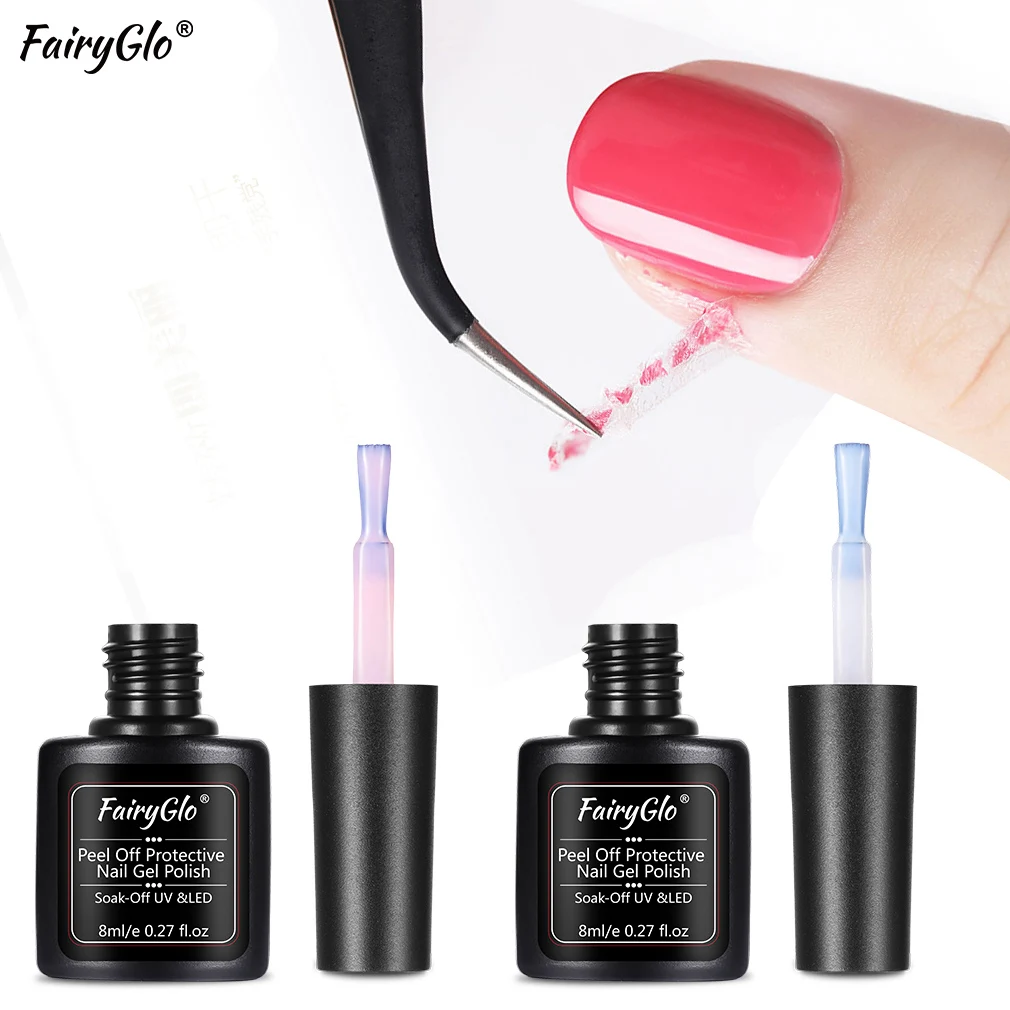 

FairyGlo 8ml Peel Off Nail Polish Protection Finger Skin Cream White Protected Glue Easy Clean Manicure Nail Polish with Nipper