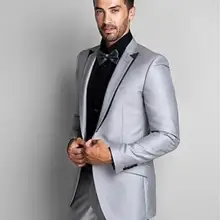 Пиджак+ штаны+ галстук-бабочка) серебристые формальные мужские костюмы Custome Homme модные дизайнерские костюмы облегающие смокинги для офиса Бизнес Terno блейзер