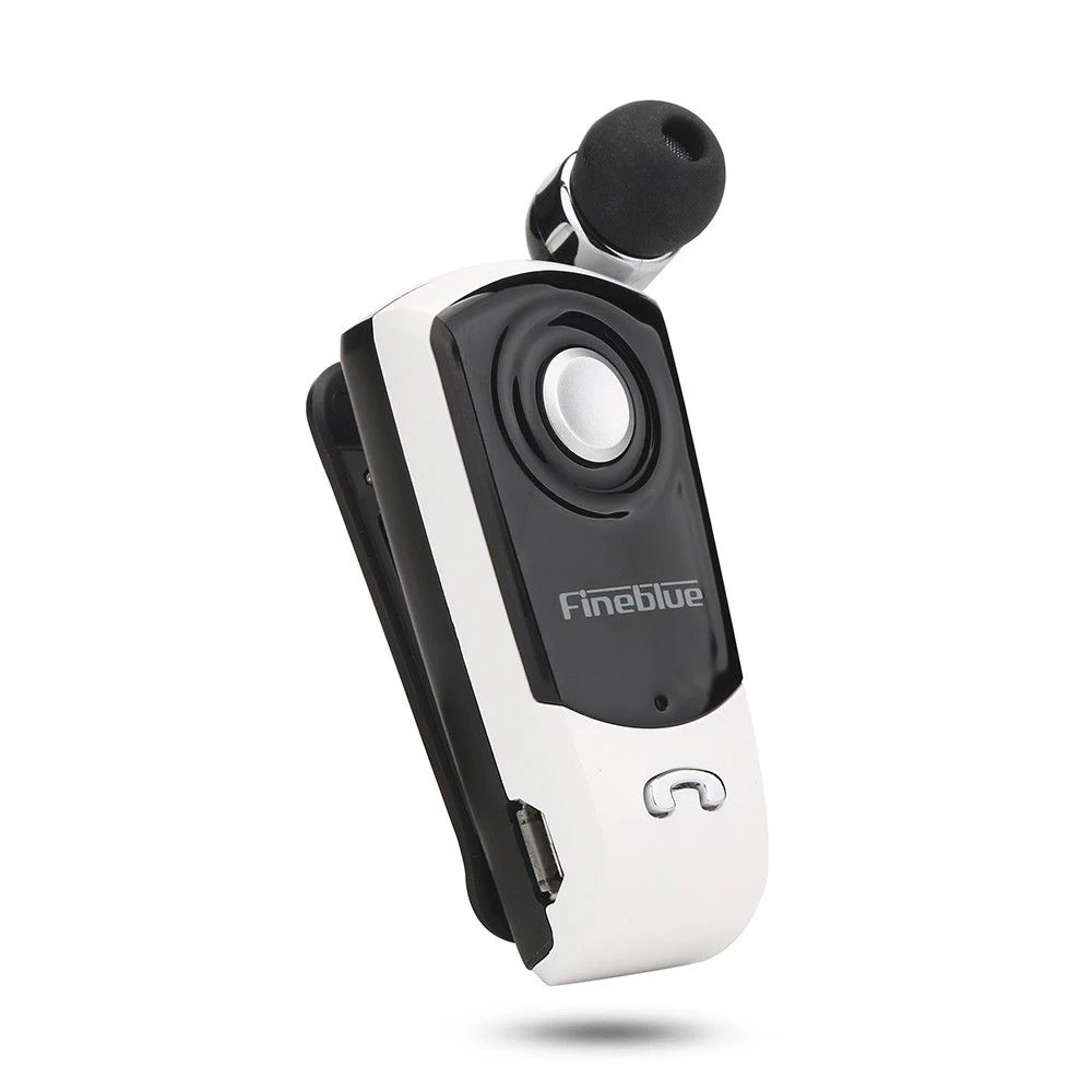 Bluetooth 4 1 Earbud Necktie Clip on Earphone Retractable Cable HD Voice Calling Noise Cancelling
