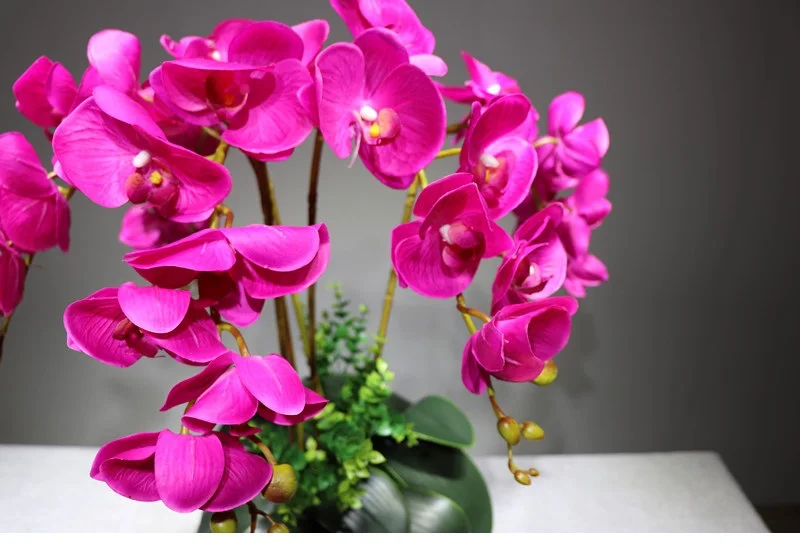 Индиго-(9 шт./лот) фиолетовый цветок аранжирование орхидеи Настоящее прикосновение события центральный цветок