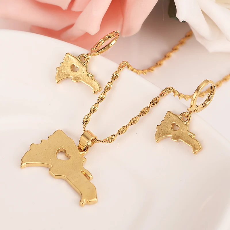 

gold color Dominican Republic Map drop earrings pendant Trendy Jewelry Gifts party women girls kids party Jewelry sets