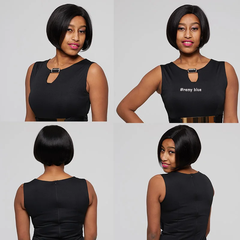Peruvian Lace Front Human Hair Wigs 1B Color Bob Straight Human Hair Wigs Plucked Short Lace Frontal Wigs Black Women Remy Hair (29)