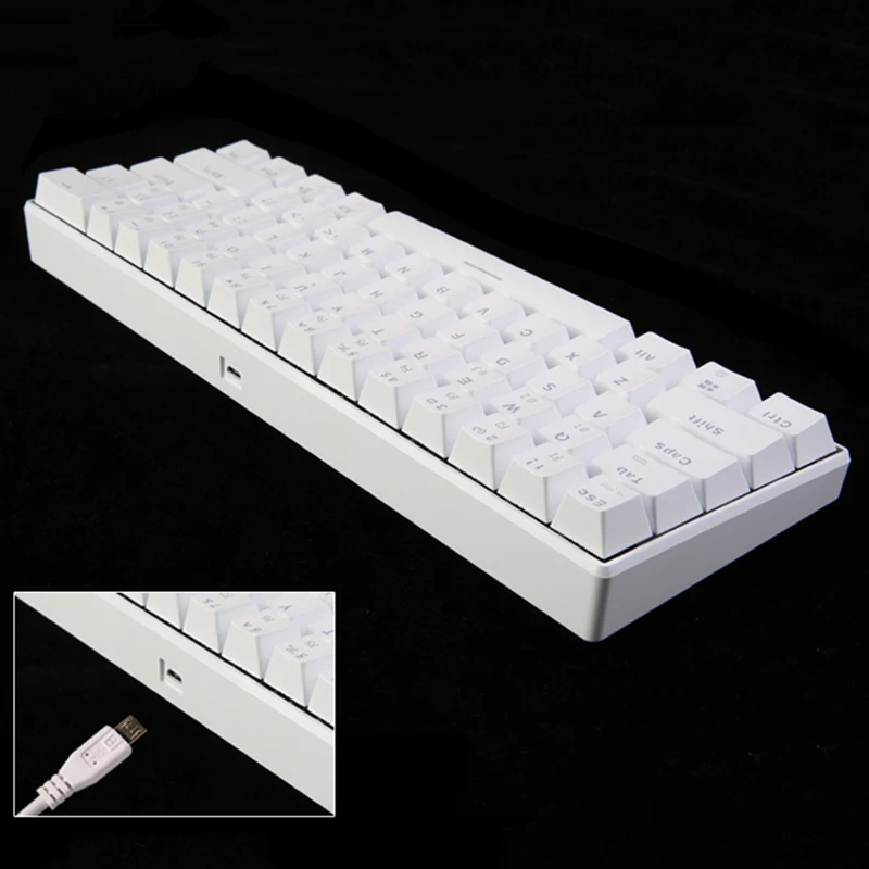 New 61 Keys RK61 Bluetooth Wireless White LED Backlit Ergonomic Mechanical Gaming Keyboard Gamer illuminated For Laptop Computer