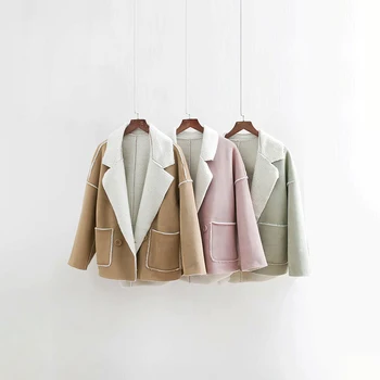 

Women Autumn Winter Candy Color Jacket Female Berber Fleece Suit Collar Green Coat Corduroy Fashion Jackets jaqueta feminina