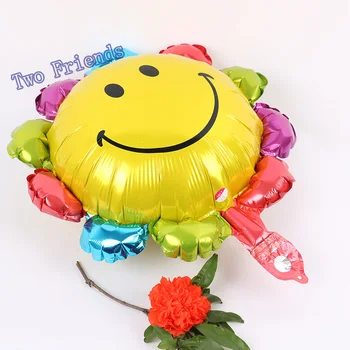 

50pcs mini sun flower smile balloon face foil colorful balloons baby shower decorations birthday party supplies child toys