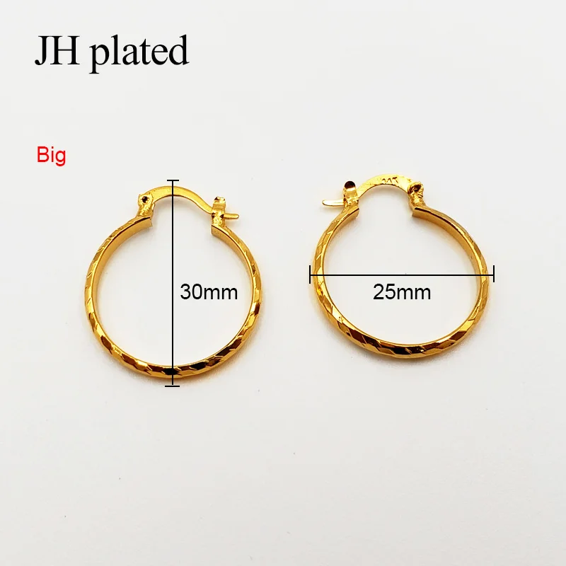JHplated Арабская Мода 24K серьги-кольца для женщин/девушек золотого цвета ювелирные изделия Ближний Восток Африка Эфиопский лучшие подарки Вечерние - Окраска металла: Big