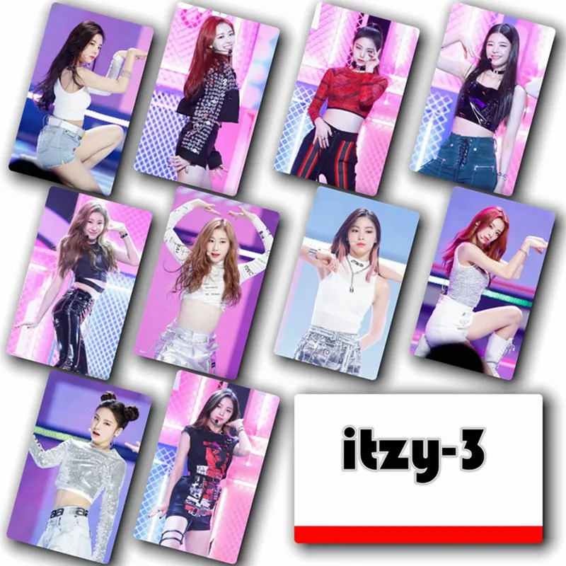 

10 Pcs/Lot ITZY Photocard Photo Card PVC Crystal Card Stickers For Bus Student Card Stationery Set Fans Gift