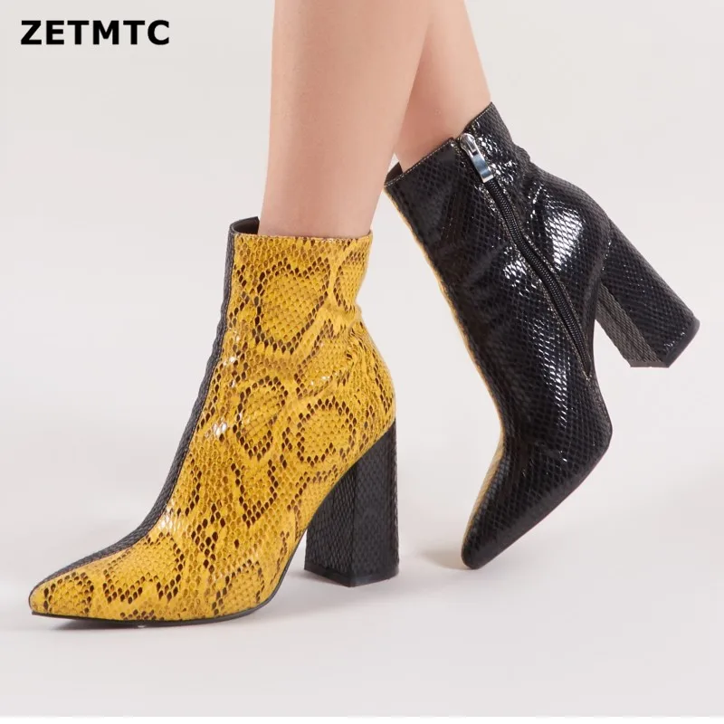 

2019 top quality ankle boots for women pointed toe mixed colors high heels boots simple zipper fashion shoes woman