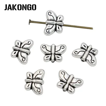 

JAKONGO Tibetan Silver Plated Butterfly Spacer Beads for Jewelry Making Bracelet DIY Accessories Craft 20pcs