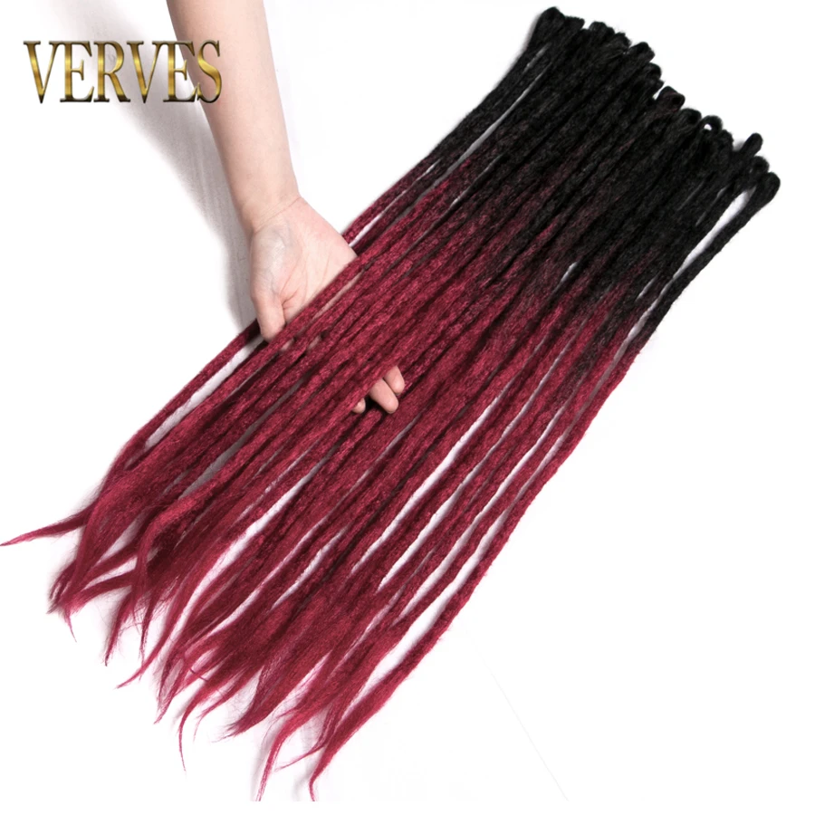 

VERVES Ombre Handmade Dreadlocks Hair Extensions 5 Strands/lot 24 inch Crochet Hair Synthetic Crochet Braid Hair For Women bug