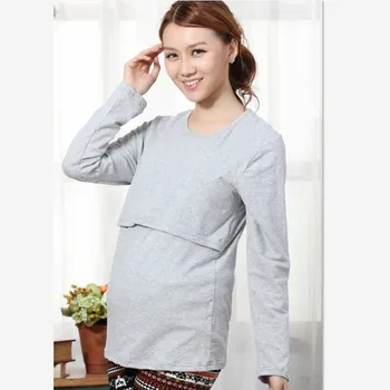 

Spring Autumn Pregnant Maternity Clothes Nursing Tops Breastfeeding Long Sleeve T-Shirt