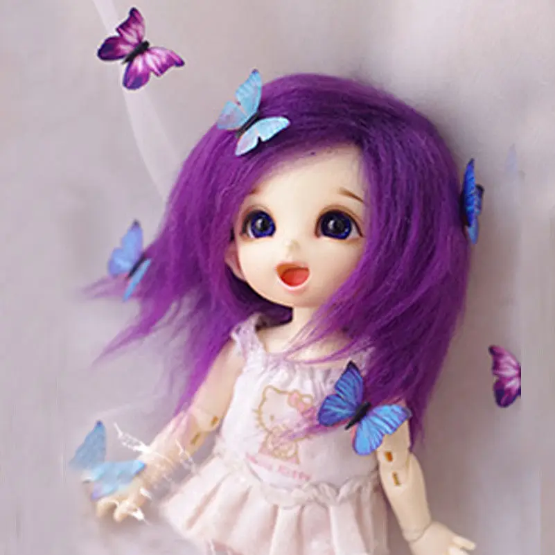 [Wamami] Фиолетовый Длинные шерстяные волосы парик для Ae Pukifee лати 1/8 BJD Dollfie 14 см