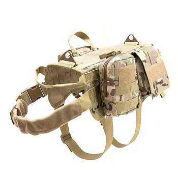 

Dog Vest Tactical Dog Outdoor Training Hunting Hiking Harness Pet Vest with Detachable Pouches Harness Pulling Handle Pet Vests