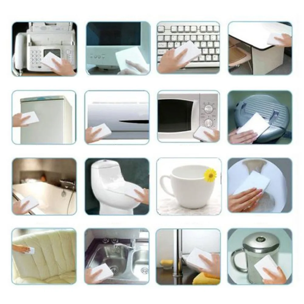 100 шт белая губка волшебная губка Ластик для кухня, ванная, офис принадлежность для чистки/мытья посуды Инструменты 100*60*15 мм
