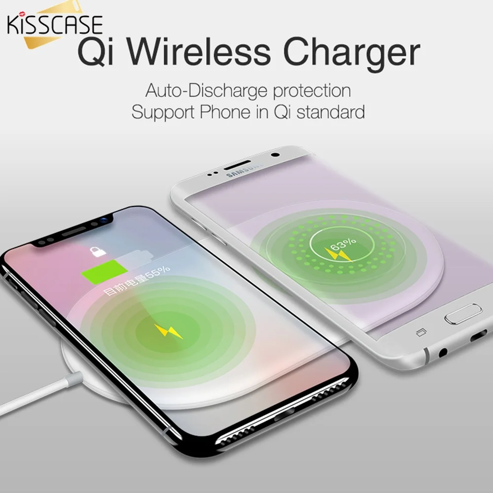 KISSCASE двойное Беспроводное зарядное устройство для iPhone X 8 Plus QI Быстрая зарядка XS Max