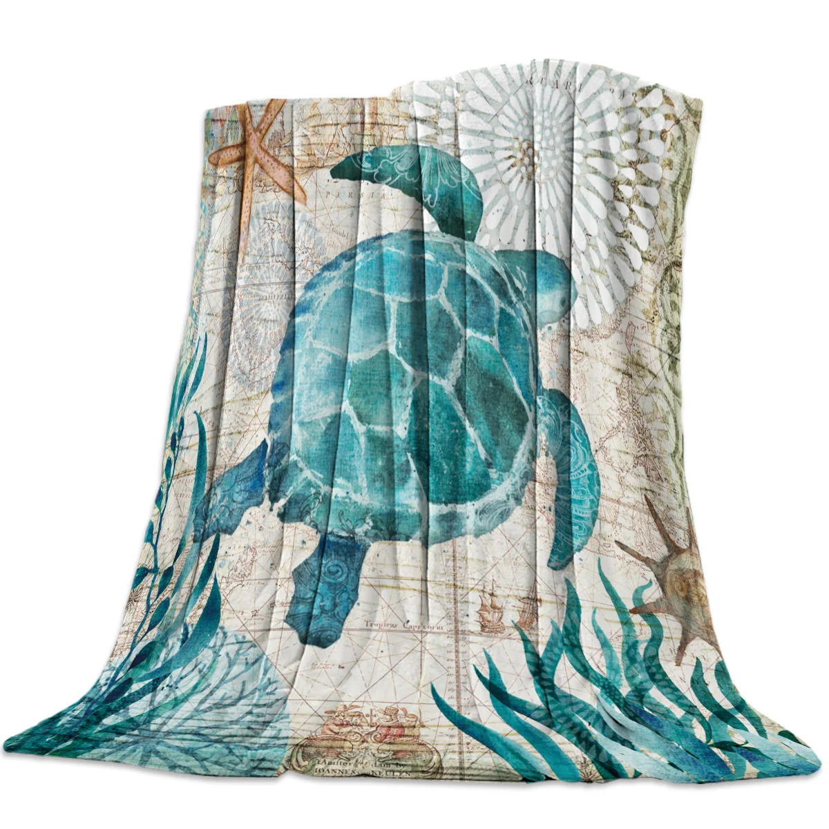 

Undersea World Sea Turtle Marine Biosphere Throw Blanket Soft Warm Microfiber Blanket