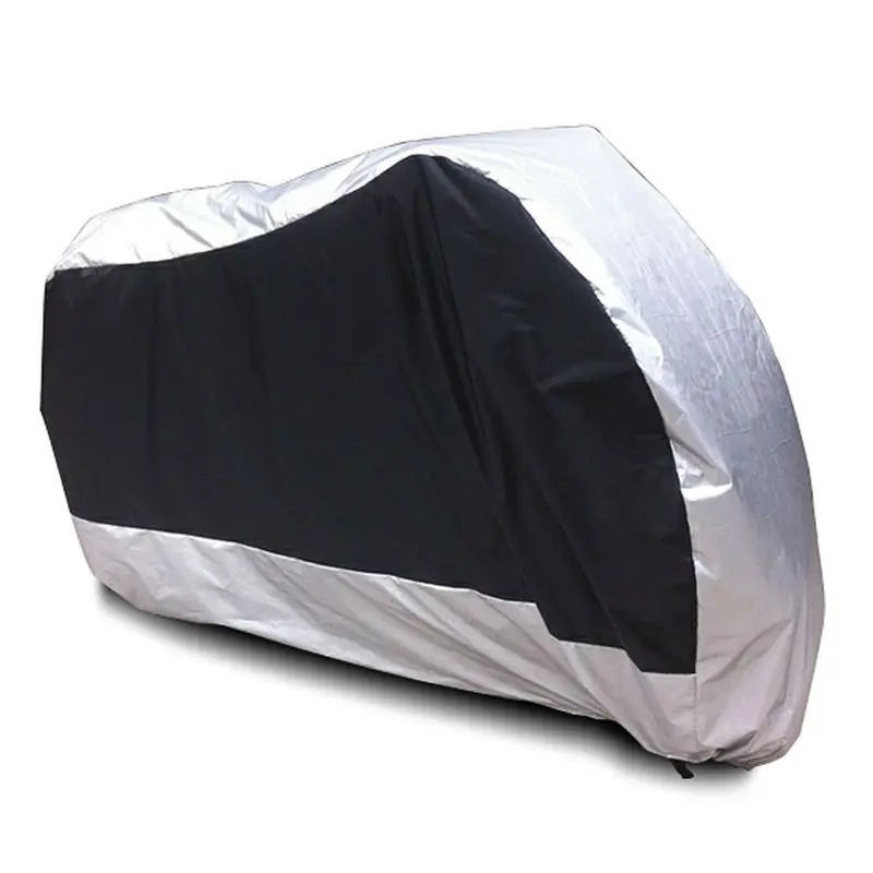 XXXL Black & Silver Waterproof Outdoor Motorcycle Bike Protector UV ATV Dust Rain Cover 116x43x55 xl 300d heavy duty strong quad atv cover rain waterproof dust sun uv snow protector covers four wheel motor bike