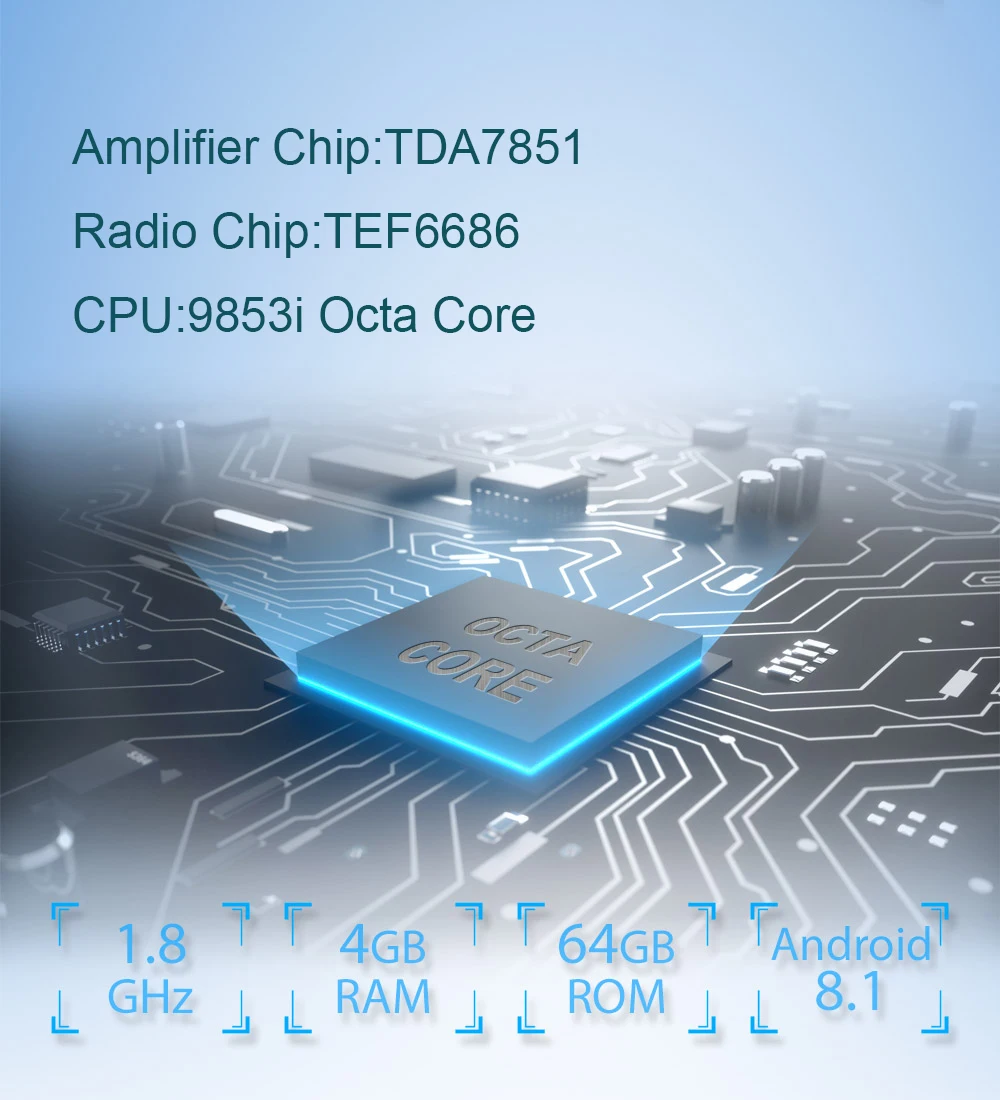 Cheap 9.7" Single Din Auto Radio Android 8.1 4GB/64GB GPS Wifi Built in 4G Modem DSP Wireless Bluetooth Carplay Rear View Camera 1