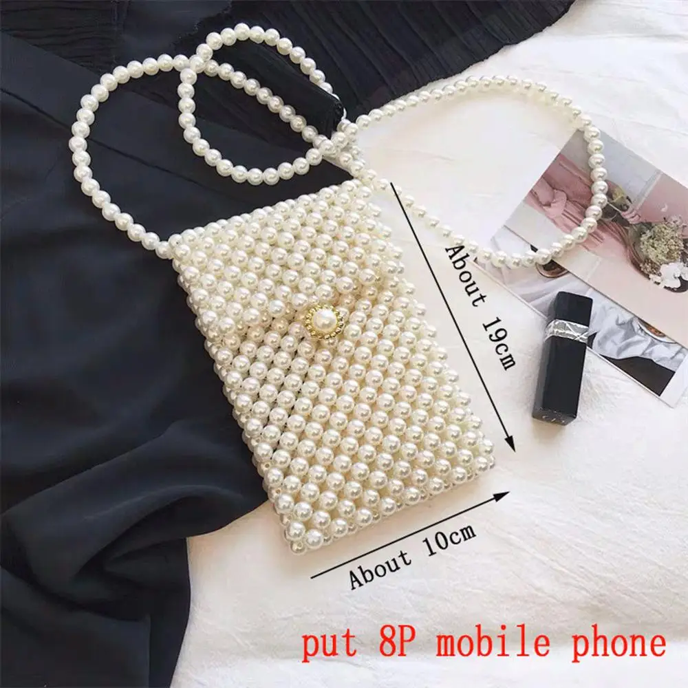 M MISM модная Роскошная трикотажная сумка с жемчугом для женщин, романтичная Сумочка с бисером, кошелек, телефонные ключи, банковские карты - Цвет: Style B