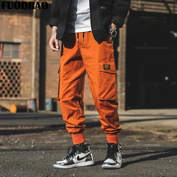 

FUODRAO Vintage Cargo Pants Men 100% Cotton Joggers Pants Men Japanese Streetwear Harem Pants Hip Hop Casual Trousers K222