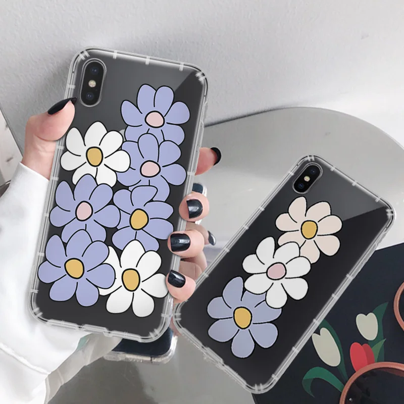 

New Anti-fall 360 Airbag Funda For iphone 6 plus Soft Flower Transparent For iphone 6 6s 7 8 plus XS MAX XR 10 Case Silicone Art