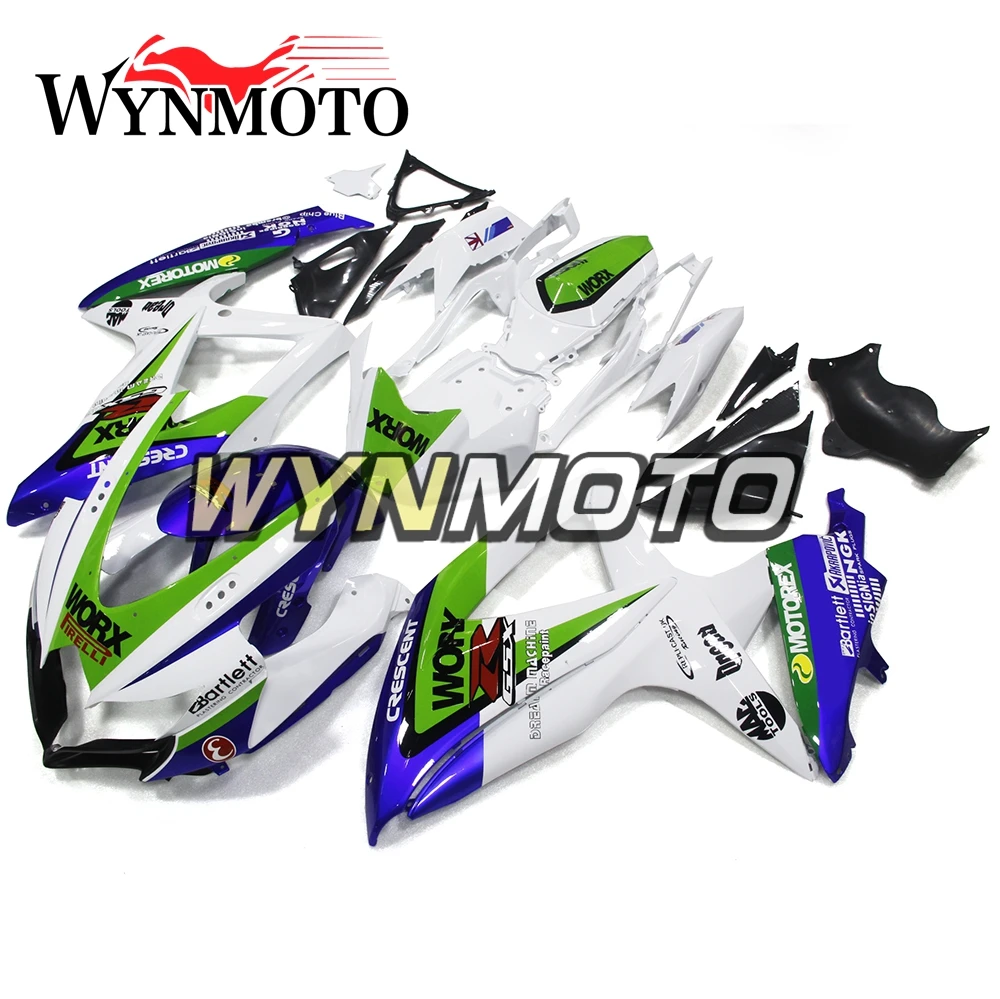 Green Blue White Complete Fairings Kit For GSXR600 GSXR750 2008 2009